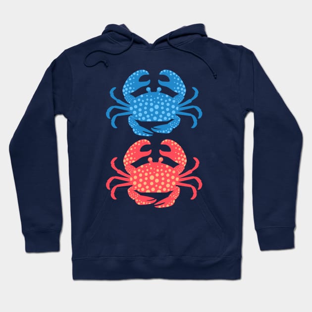 KING CRABS Cute Sea Life Coastal Ocean Beach Crab in Blue Red - UnBlink Studio by Jackie Tahara Hoodie by UnBlink Studio by Jackie Tahara